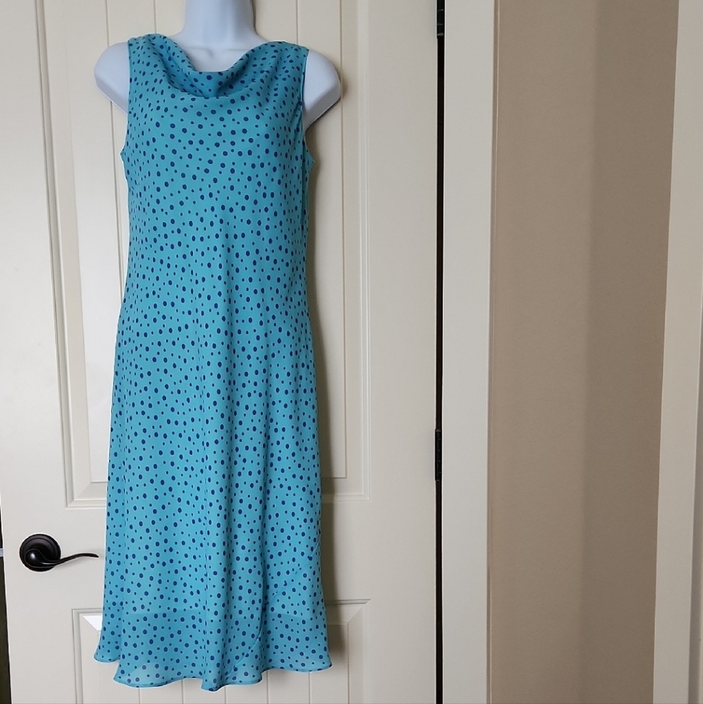 Ronni Nicole Blue Cowl Neck Sleeveless Midi Sundress